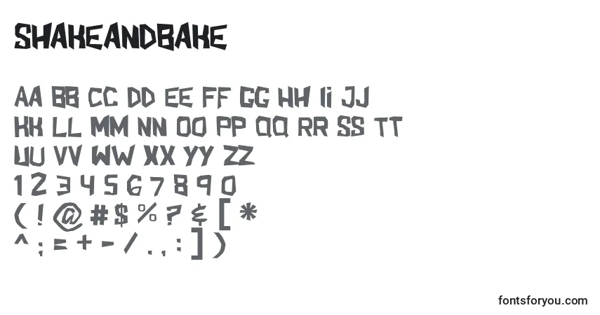 Schriftart Shakeandbake – Alphabet, Zahlen, spezielle Symbole