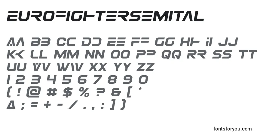 Czcionka Eurofightersemital – alfabet, cyfry, specjalne znaki
