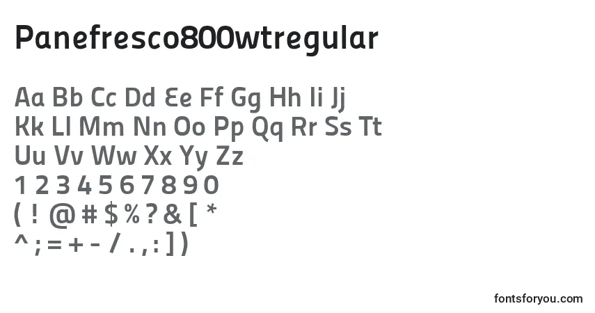 Czcionka Panefresco800wtregular – alfabet, cyfry, specjalne znaki