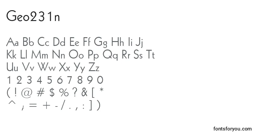 A fonte Geo231n – alfabeto, números, caracteres especiais