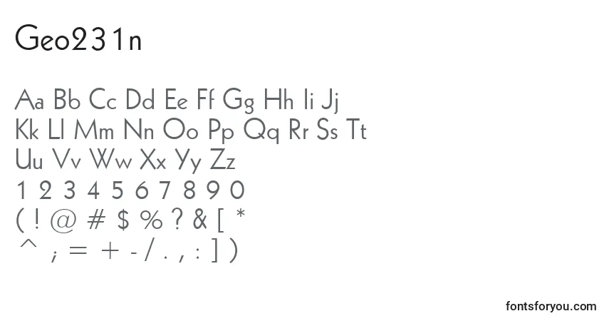 Geo231n-fontti – aakkoset, numerot, erikoismerkit