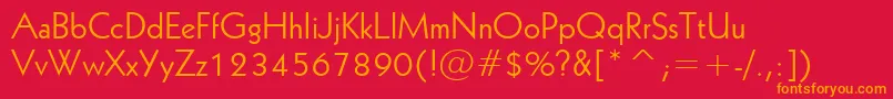 Geo231n-Schriftart – Orangefarbene Schriften auf rotem Hintergrund