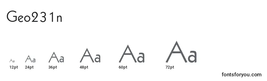 Размеры шрифта Geo231n