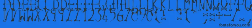 Inkandbones-Schriftart – Schwarze Schriften auf blauem Hintergrund