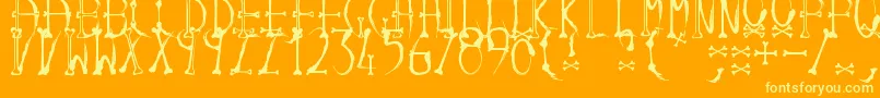 Inkandbones-Schriftart – Gelbe Schriften auf orangefarbenem Hintergrund