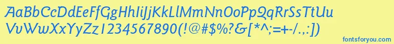 GoudysansstdMediumitalic Font – Blue Fonts on Yellow Background