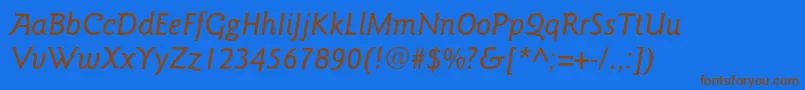 GoudysansstdMediumitalic Font – Brown Fonts on Blue Background