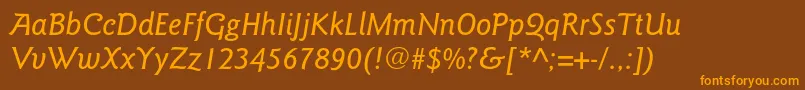 GoudysansstdMediumitalic Font – Orange Fonts on Brown Background