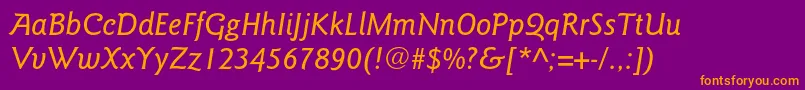GoudysansstdMediumitalic Font – Orange Fonts on Purple Background