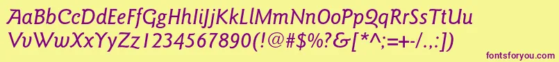 GoudysansstdMediumitalic Font – Purple Fonts on Yellow Background