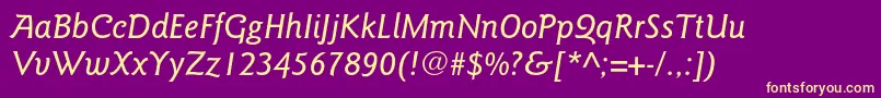 GoudysansstdMediumitalic Font – Yellow Fonts on Purple Background