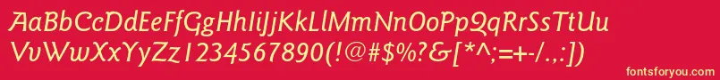 GoudysansstdMediumitalic Font – Yellow Fonts on Red Background