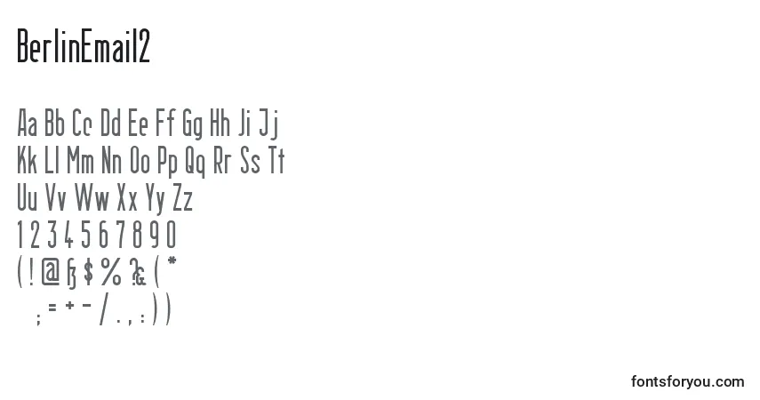 A fonte BerlinEmail2 – alfabeto, números, caracteres especiais
