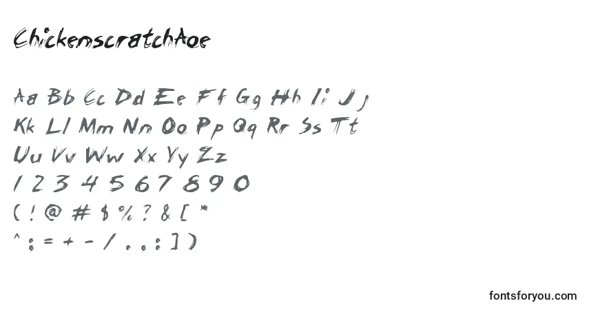 A fonte ChickenscratchAoe – alfabeto, números, caracteres especiais