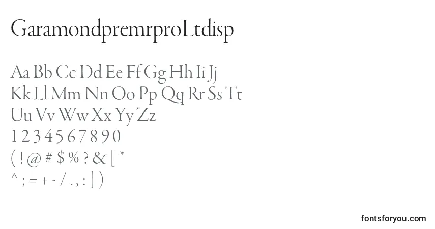 Czcionka GaramondpremrproLtdisp – alfabet, cyfry, specjalne znaki
