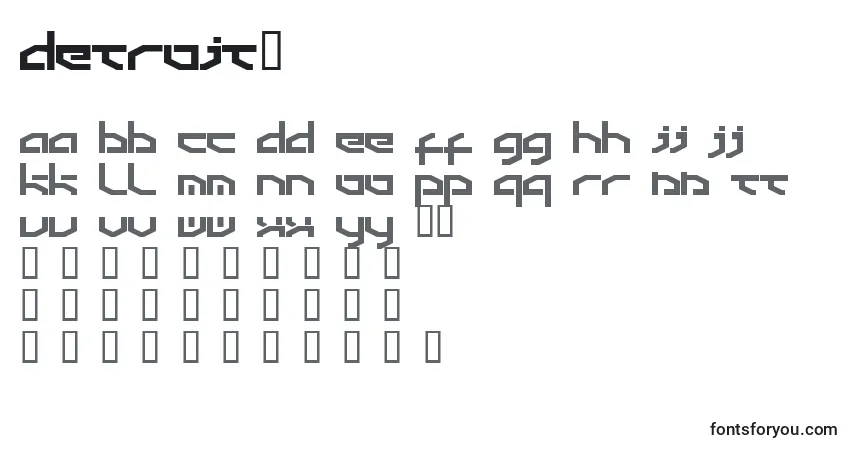 Schriftart Detroit3 – Alphabet, Zahlen, spezielle Symbole