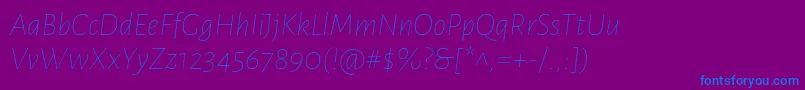 AlegreyasansThinitalic Font – Blue Fonts on Purple Background