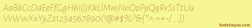 Fonte AlegreyasansThinitalic – fontes marrons em um fundo amarelo