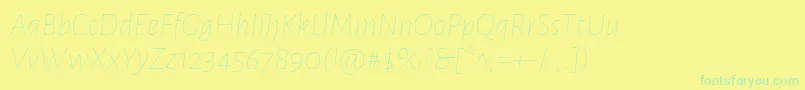Czcionka AlegreyasansThinitalic – zielone czcionki na żółtym tle