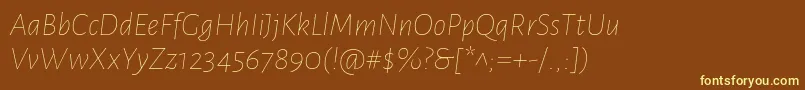 Шрифт AlegreyasansThinitalic – жёлтые шрифты на коричневом фоне