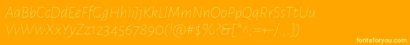 Шрифт AlegreyasansThinitalic – жёлтые шрифты на оранжевом фоне