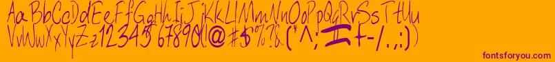AberaRegularTtstd-fontti – violetit fontit oranssilla taustalla