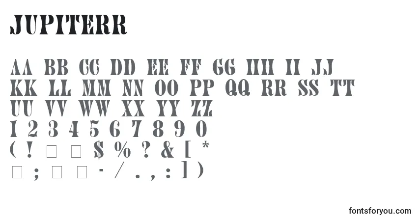 A fonte Jupiterr – alfabeto, números, caracteres especiais