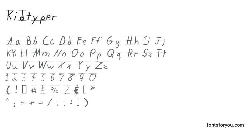 A fonte Kidtyper – alfabeto, números, caracteres especiais