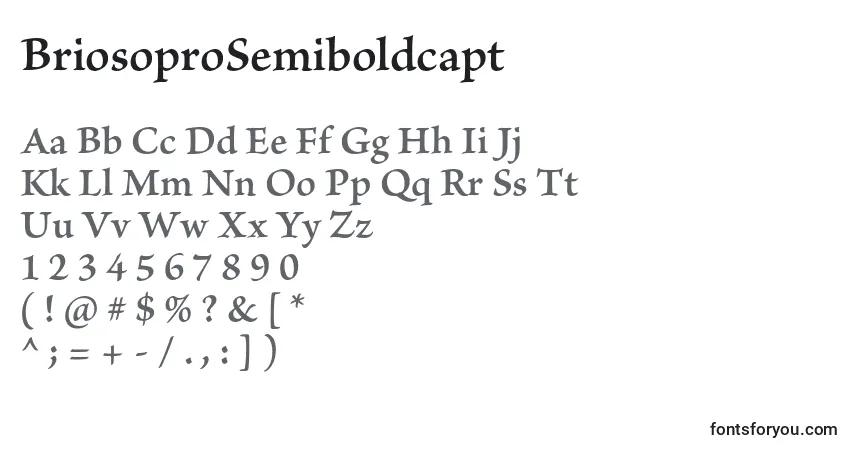 A fonte BriosoproSemiboldcapt – alfabeto, números, caracteres especiais