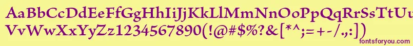 BriosoproSemiboldcapt Font – Purple Fonts on Yellow Background