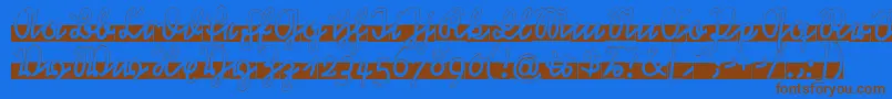 RastenburgBandU1sy-Schriftart – Braune Schriften auf blauem Hintergrund