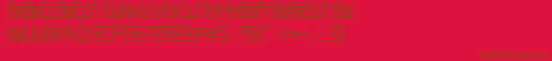 SpacePez-Schriftart – Braune Schriften auf rotem Hintergrund