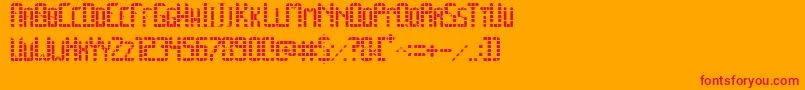 SpacePez-Schriftart – Rote Schriften auf orangefarbenem Hintergrund