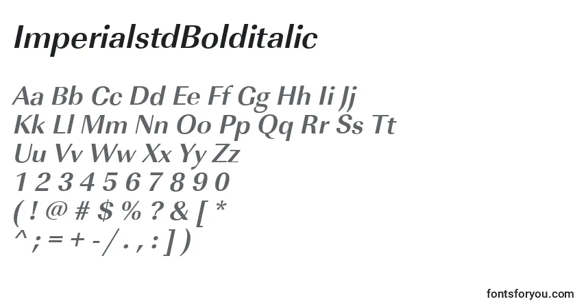 Шрифт ImperialstdBolditalic – алфавит, цифры, специальные символы