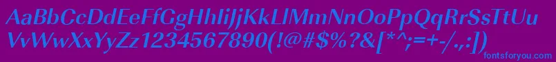フォントImperialstdBolditalic – 紫色の背景に青い文字