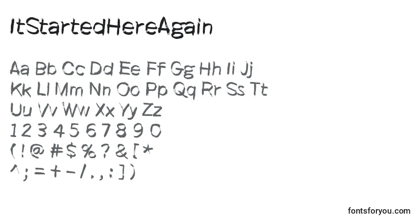Czcionka ItStartedHereAgain – alfabet, cyfry, specjalne znaki