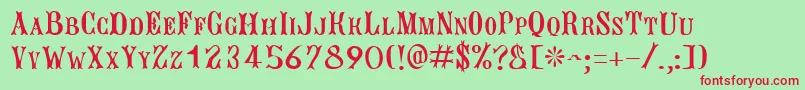 JacquesRegular Font – Red Fonts on Green Background
