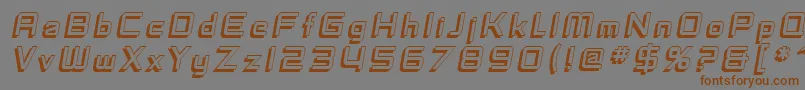 フォントSfFedoraTitlesShadowItalic – 茶色の文字が灰色の背景にあります。