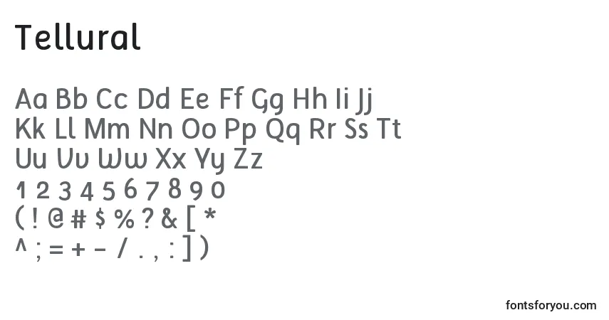 Шрифт Tellural – алфавит, цифры, специальные символы