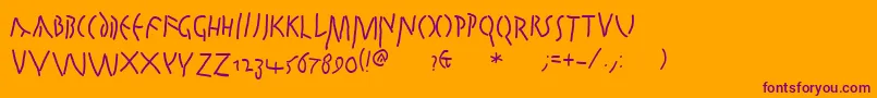 Quickjuliusc-Schriftart – Violette Schriften auf orangefarbenem Hintergrund