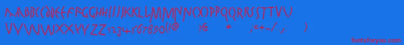 Quickjuliusc Font – Red Fonts on Blue Background