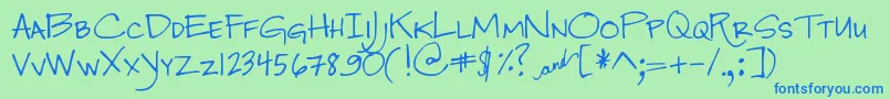 DjbJenna-Schriftart – Blaue Schriften auf grünem Hintergrund