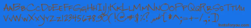 DjbJenna-Schriftart – Braune Schriften auf blauem Hintergrund