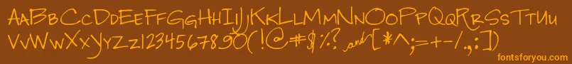 DjbJenna Font – Orange Fonts on Brown Background