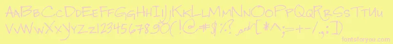 Czcionka DjbJenna – różowe czcionki na żółtym tle
