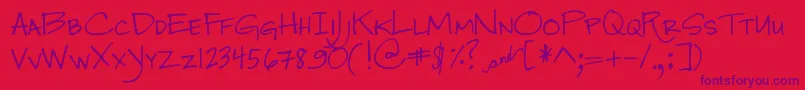 DjbJenna-Schriftart – Violette Schriften auf rotem Hintergrund