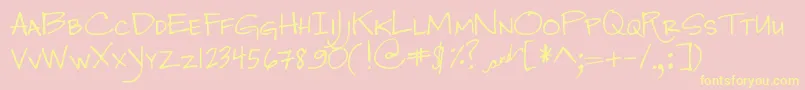DjbJenna Font – Yellow Fonts on Pink Background