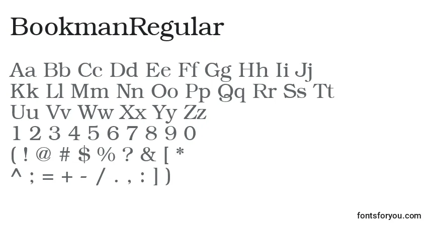 Schriftart BookmanRegular – Alphabet, Zahlen, spezielle Symbole