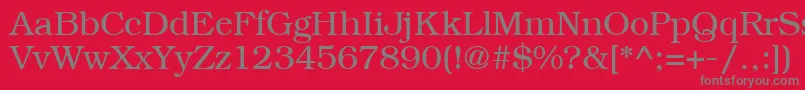 BookmanRegular-Schriftart – Graue Schriften auf rotem Hintergrund
