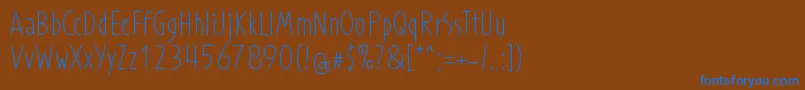 フォントProhandyRegular – 茶色の背景に青い文字